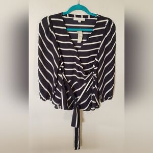 NWT Loft Women's Black Cream Dress Blouse Size XSP